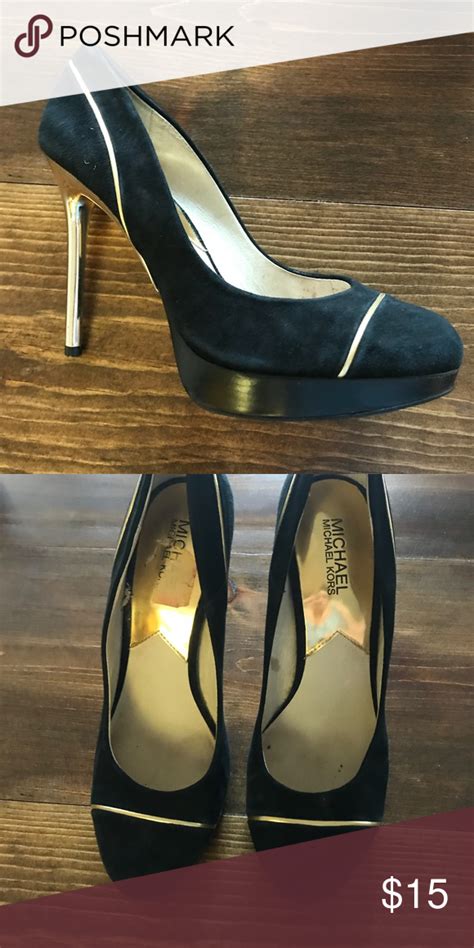 michael kors gold and silver heels|Michael Kors suede heels.